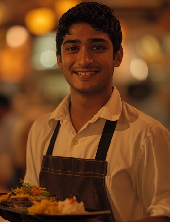 portrait man working as waiter