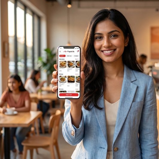 woman holding smartphone rapid